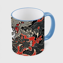 Кружка 3D CYBERPUNK2077 SAMURAI, цвет: 3D-небесно-голубой кант