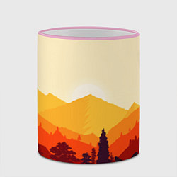 Кружка 3D Горы закат пейзаж лиса арт, цвет: 3D-розовый кант — фото 2