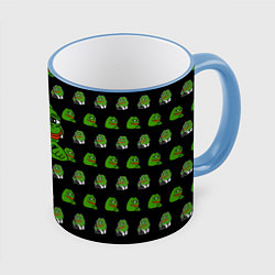 Кружка 3D Frog Pepe, цвет: 3D-небесно-голубой кант