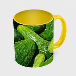 Кружка 3D Огурцы, цвет: 3D-белый + желтый