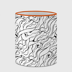 Кружка 3D Черно-белые узоры, цвет: 3D-оранжевый кант — фото 2