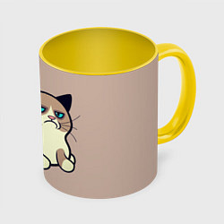 Кружка 3D Великий Grumpy Cat, цвет: 3D-белый + желтый