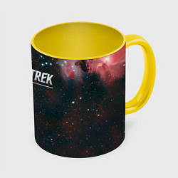 Кружка 3D Startrek iron logo and space, цвет: 3D-белый + желтый