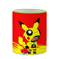 Кружка 3D Brawl starsLeon pikachu, цвет: 3D-светло-зеленый кант — фото 2