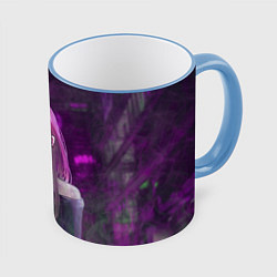 Кружка 3D Zero Two in mask, цвет: 3D-небесно-голубой кант