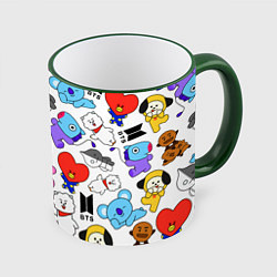 Кружка 3D BTS BT21, цвет: 3D-зеленый кант