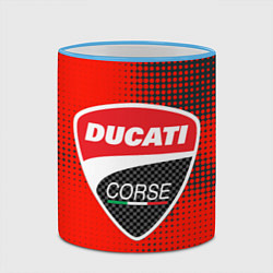 Кружка 3D Ducati Corse logo, цвет: 3D-небесно-голубой кант — фото 2