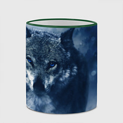 Кружка 3D Красивый волк, цвет: 3D-зеленый кант — фото 2
