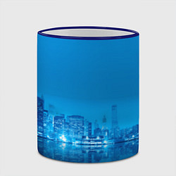 Кружка 3D Вид на ночной мегаполис, цвет: 3D-синий кант — фото 2
