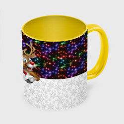 Кружка 3D Новый Год, цвет: 3D-белый + желтый