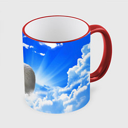 Кружка 3D Кот в облаках, цвет: 3D-красный кант