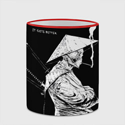 Кружка 3D Самурай скелет с трубкой, цвет: 3D-красный кант — фото 2