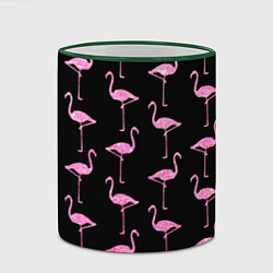 Кружка 3D Фламинго Чёрная, цвет: 3D-зеленый кант — фото 2