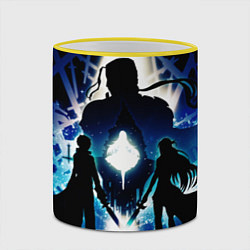 Кружка 3D Sword Art Online Кирито Асуна, цвет: 3D-желтый кант — фото 2