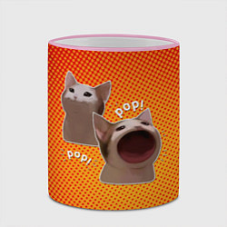 Кружка 3D Cat Pop Мем, цвет: 3D-розовый кант — фото 2