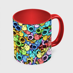 Кружка 3D Цветные Поп Котики, цвет: 3D-белый + красный