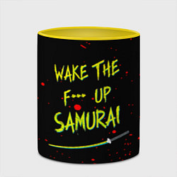 Кружка 3D WAKE THE F*** UP SAMURAI, цвет: 3D-белый + желтый — фото 2