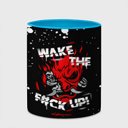 Кружка 3D WAKE THE F CK UP!, цвет: 3D-белый + небесно-голубой — фото 2