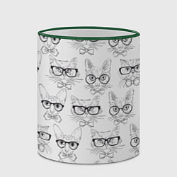 Кружка 3D Кошки в очках, цвет: 3D-зеленый кант — фото 2
