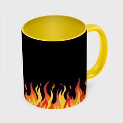 Кружка 3D ОГОНЬ И НИЧЕГО ЛИШНЕГО, цвет: 3D-белый + желтый