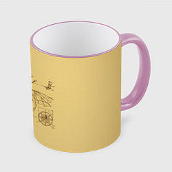 Кружка 3D МЕХА ЦИКАДА ЧЕРТЕЖ СТИМПАНК, цвет: 3D-розовый кант