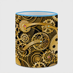 Кружка 3D Стимпанк механизмы шестеренки, цвет: 3D-небесно-голубой кант — фото 2