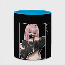 Кружка 3D Zero Two, цвет: 3D-белый + небесно-голубой — фото 2
