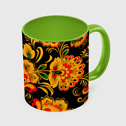 Кружка 3D Хохлома, цвет: 3D-белый + светло-зеленый