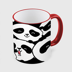 Кружка 3D Панды, цвет: 3D-красный кант
