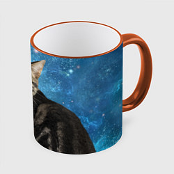 Кружка 3D Кот Космос, цвет: 3D-оранжевый кант