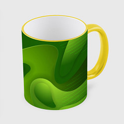 Кружка 3D 3d Green abstract, цвет: 3D-желтый кант