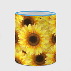 Кружка 3D Подсолнухи в поле, цвет: 3D-небесно-голубой кант — фото 2