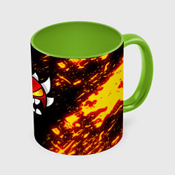 Кружка 3D Geometry Dash: Demon Z, цвет: 3D-белый + светло-зеленый