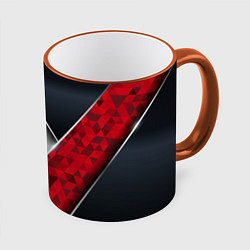 Кружка 3D 3D BLACK AND RED METAL, цвет: 3D-оранжевый кант