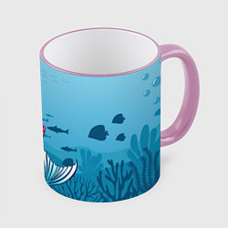 Кружка 3D Mermaid Русалка Русалочка, цвет: 3D-розовый кант