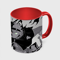 Кружка 3D Черный Аста демон Чёрный клевер, цвет: 3D-белый + красный