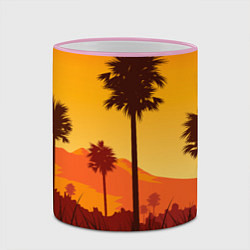 Кружка 3D Лето, Пальмы, вечер, цвет: 3D-розовый кант — фото 2