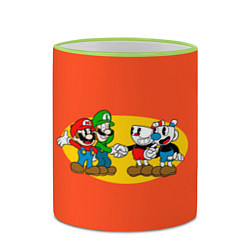 Кружка 3D CupHead x Mario, цвет: 3D-светло-зеленый кант — фото 2