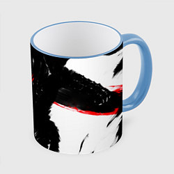 Кружка 3D БЕРСЕРК чб, цвет: 3D-небесно-голубой кант