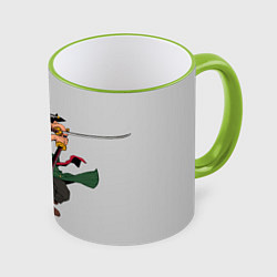 Кружка 3D Арт Ророноа Зоро, One Piece, цвет: 3D-светло-зеленый кант