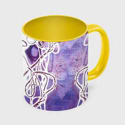 Кружка 3D Фиолетовые нити, цвет: 3D-белый + желтый