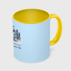 Кружка 3D Москва-Сити, цвет: 3D-белый + желтый