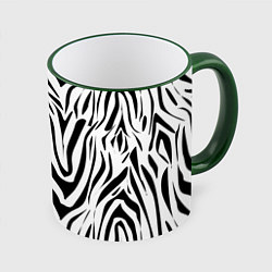 Кружка 3D Черно-белая зебра, цвет: 3D-зеленый кант