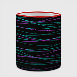 Кружка 3D Неоновые тонкие нити, цвет: 3D-красный кант — фото 2