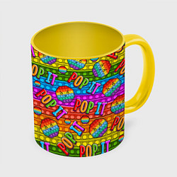 Кружка 3D POP IT SMILE ПОП ИТ ПУПЫРКА, цвет: 3D-белый + желтый