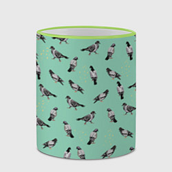 Кружка 3D Голуби на зеленом, цвет: 3D-светло-зеленый кант — фото 2