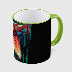 Кружка 3D Cyberpunk girl, цвет: 3D-светло-зеленый кант