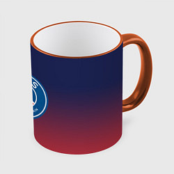 Кружка 3D PSG ПСЖ PARIS SAINT GERMAIN, цвет: 3D-оранжевый кант