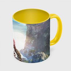 Кружка 3D Воинственная Кассандра, цвет: 3D-белый + желтый