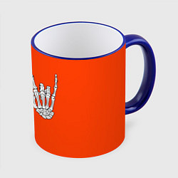 Кружка 3D Ладошки скелета, цвет: 3D-синий кант